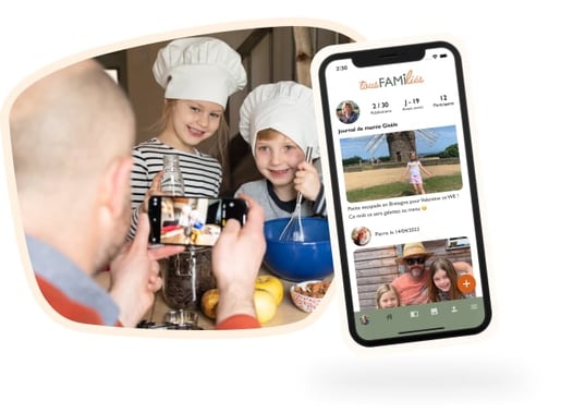 Utilisateur prenant en photo avec l'application Tous FAMiliés